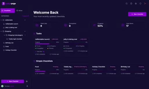 jotty - lightweight check list and notes app