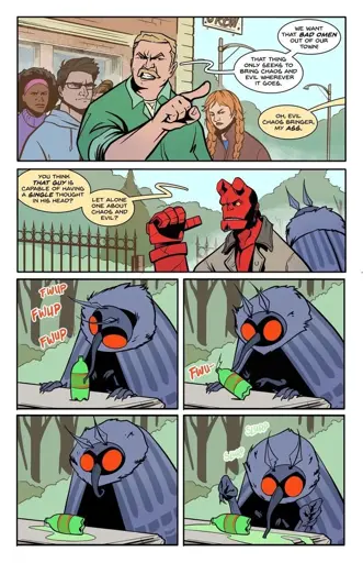 Hellboy saves mothman
